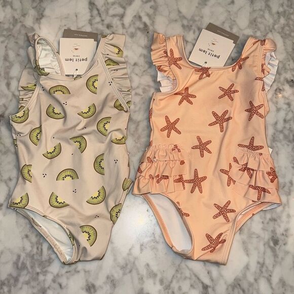 NWT PETIT LEM SWIM ONE PIECE RUFFLE BUNDLE 6/12M - Picture 1 of 10